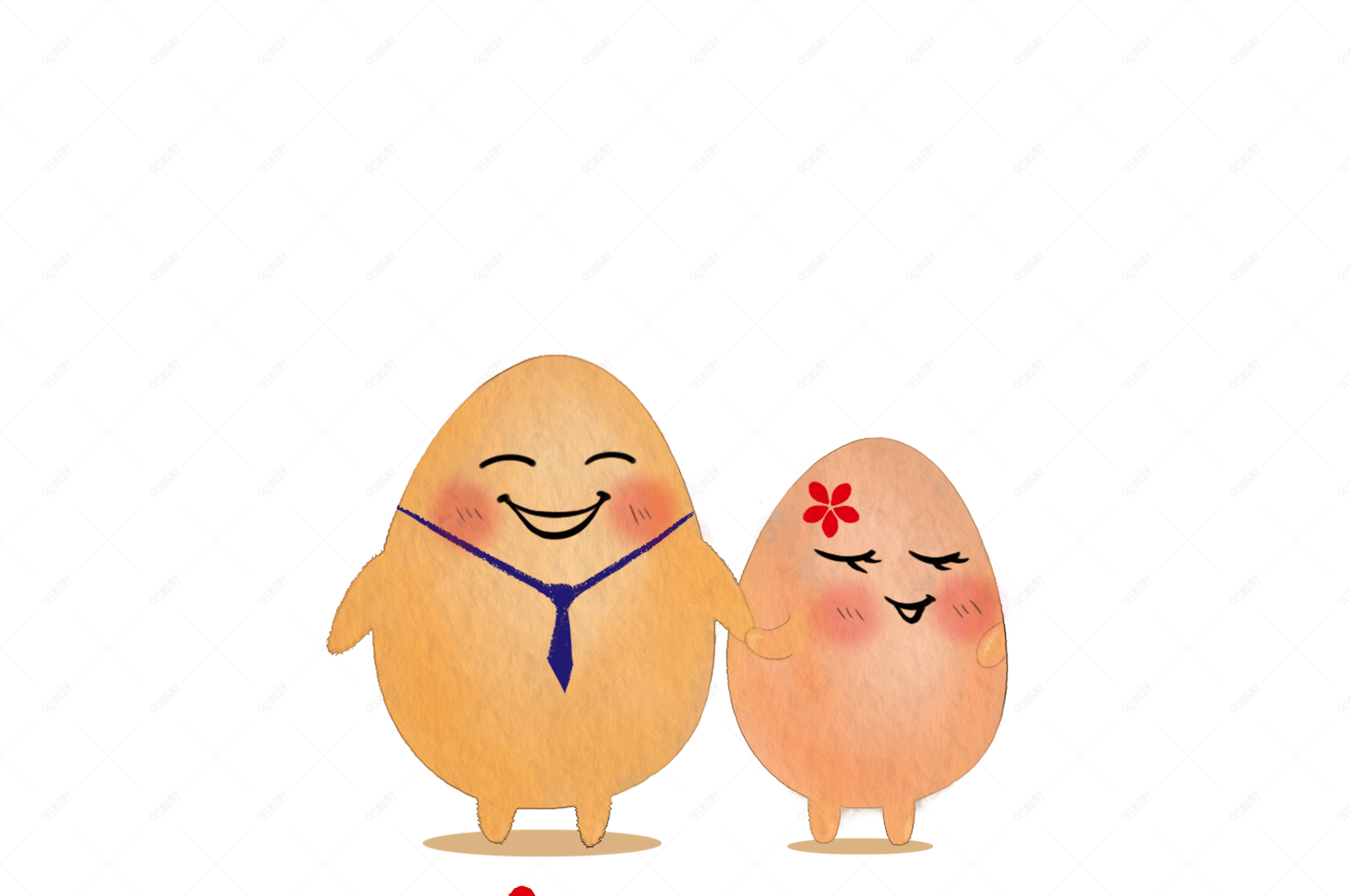 手绘情人节可爱鸡蛋人