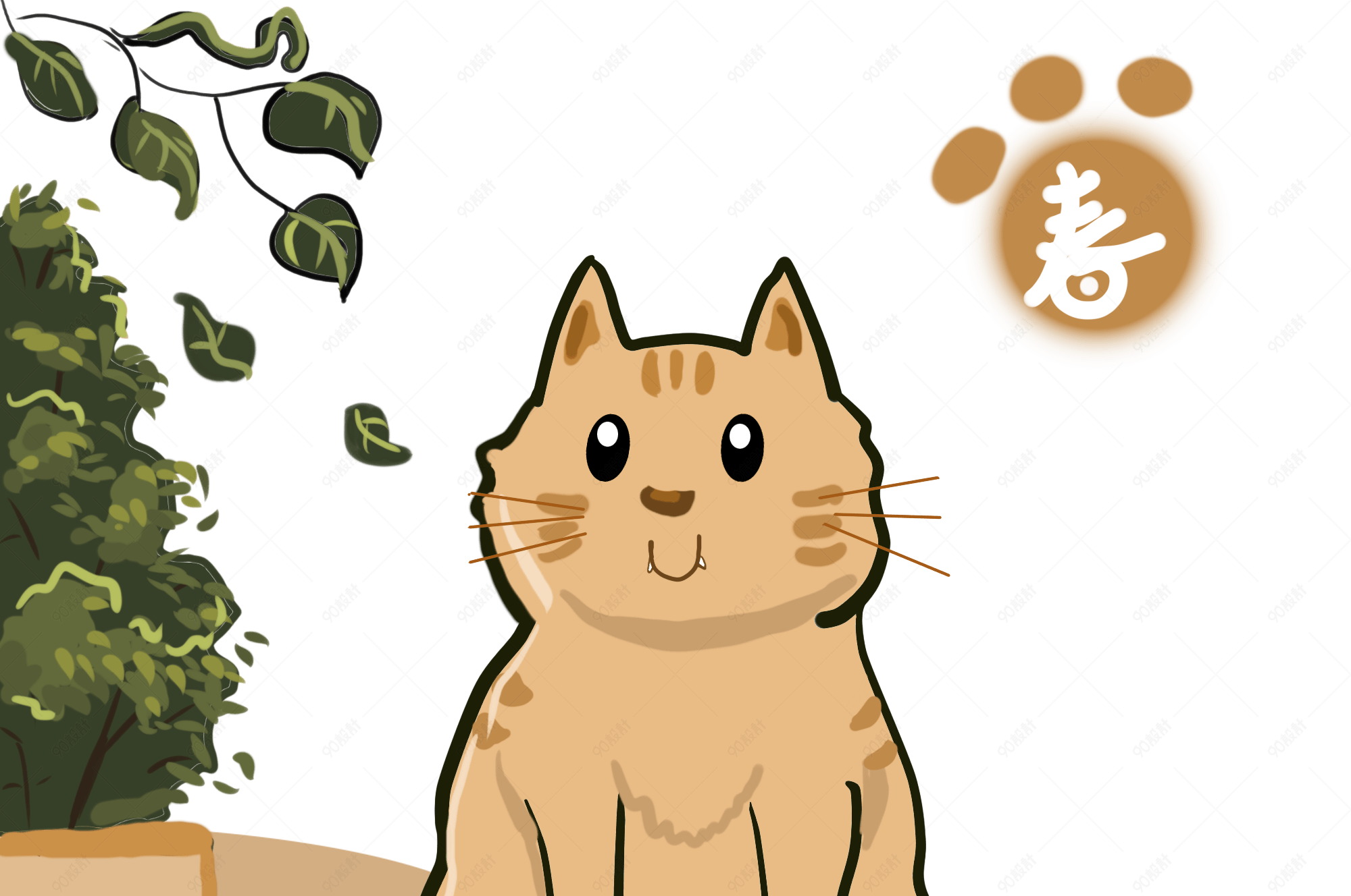 一只可爱橘猫的春天