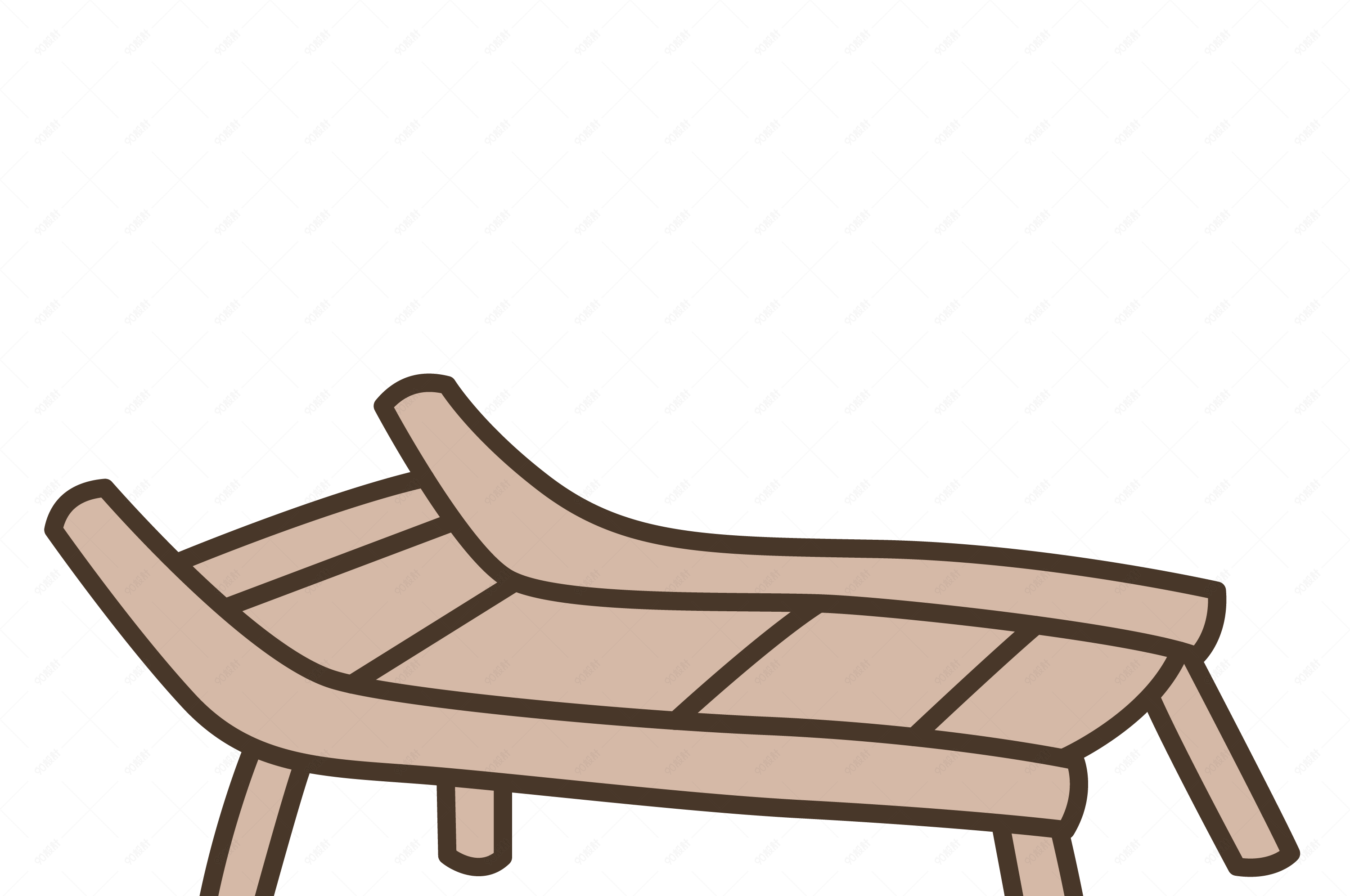 卡通手绘矢量躺椅沙滩椅
