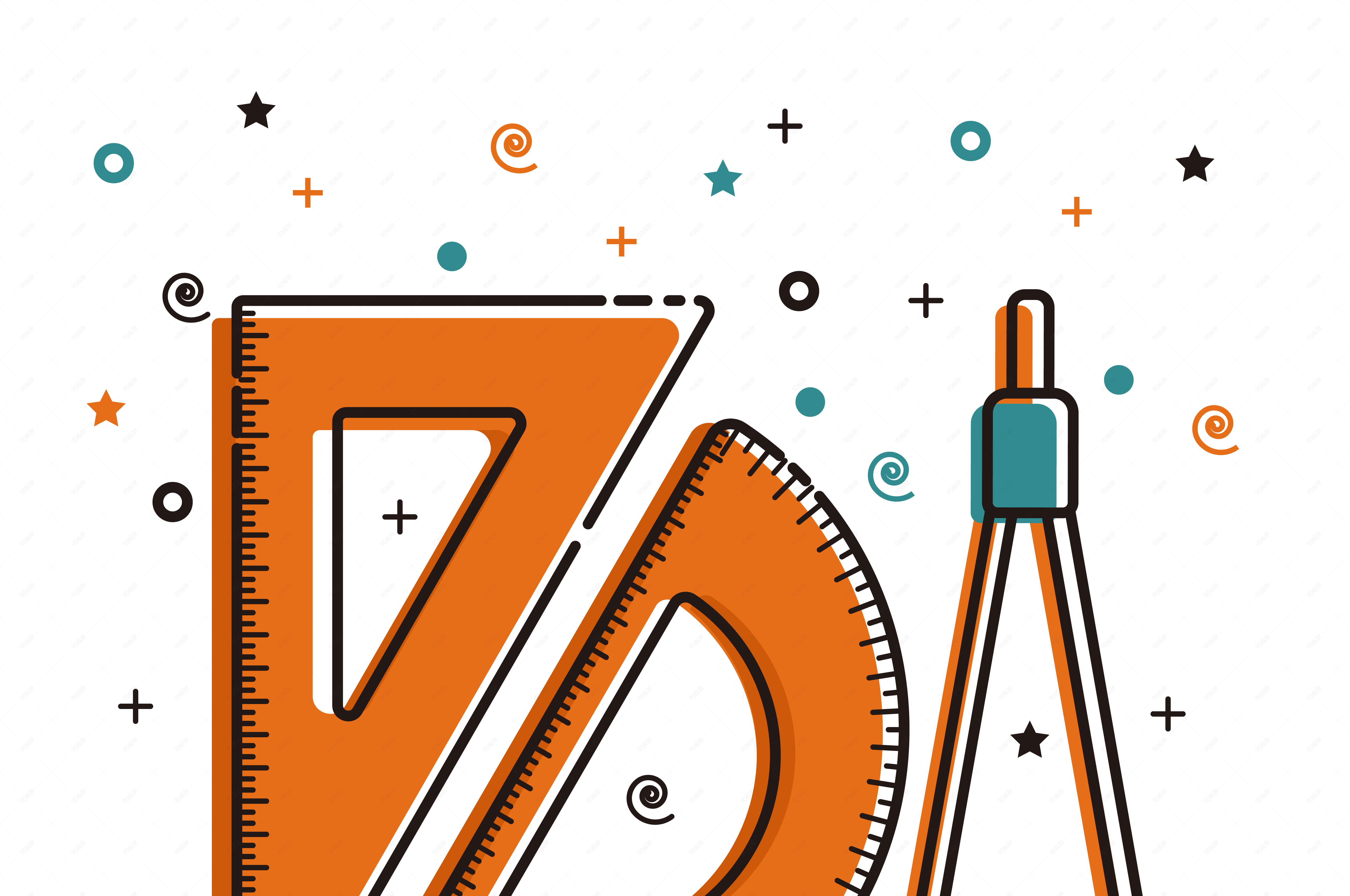 矢量手绘mbe风格尺规作图工具