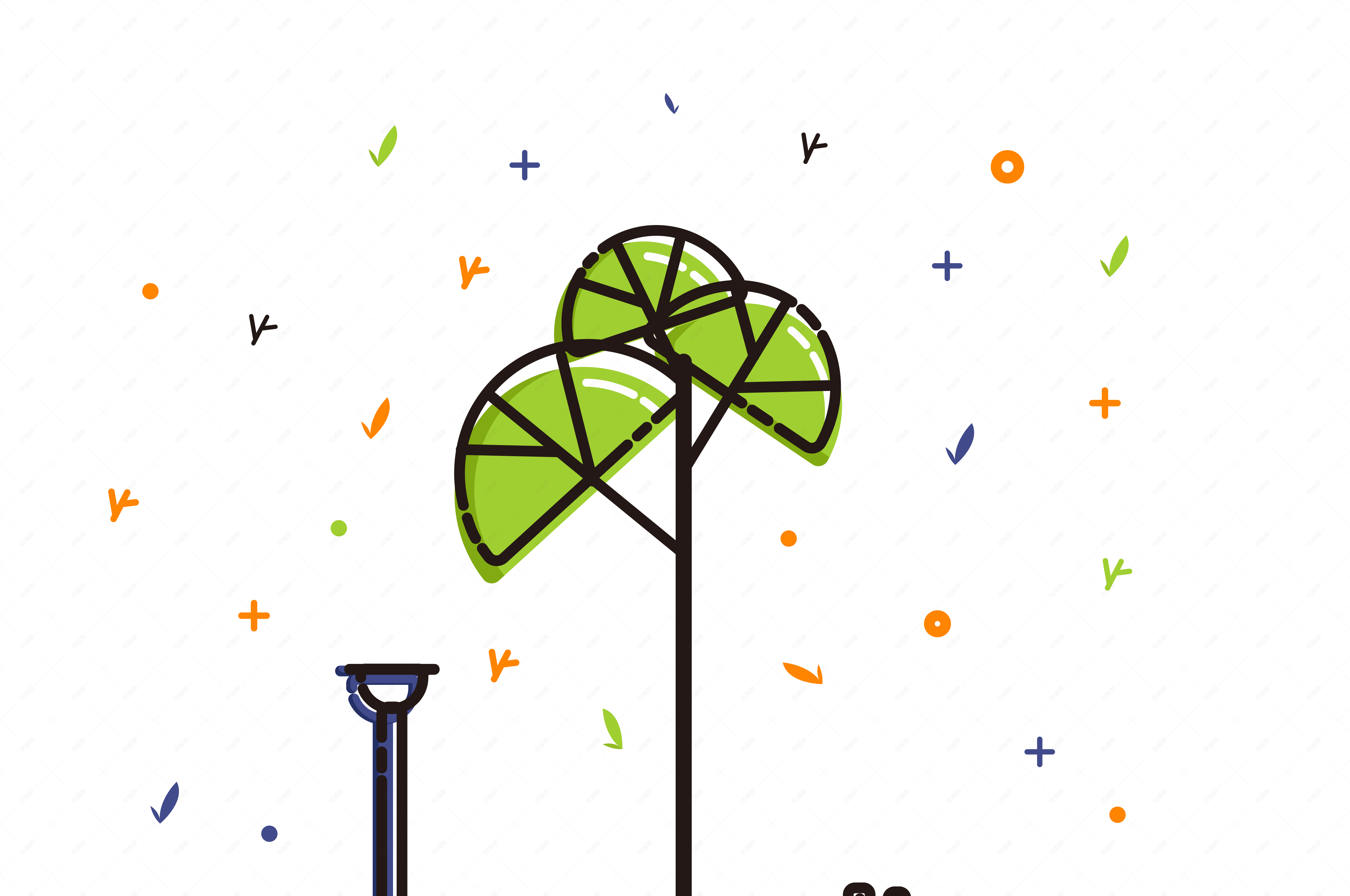 ai矢量手绘mbe风格植树节插图