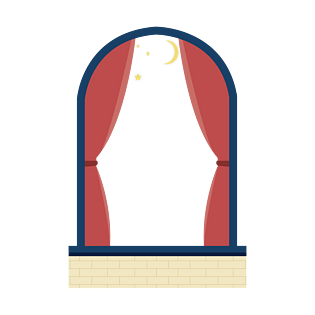 手绘矢量卡通窗台