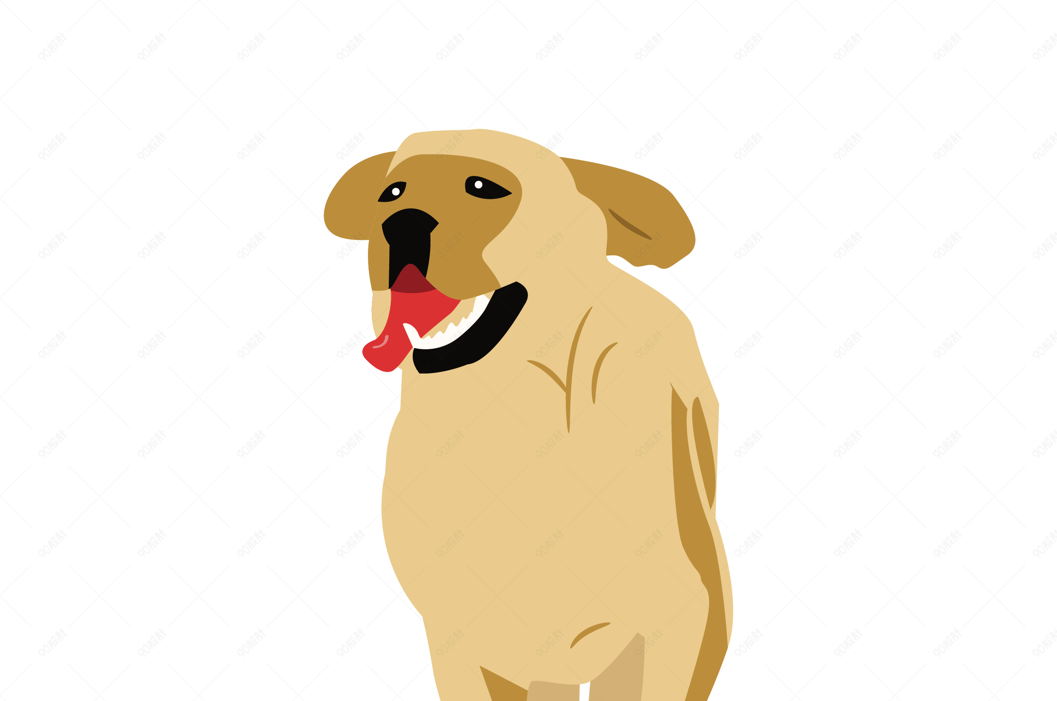 手绘矢量金毛宠物犬