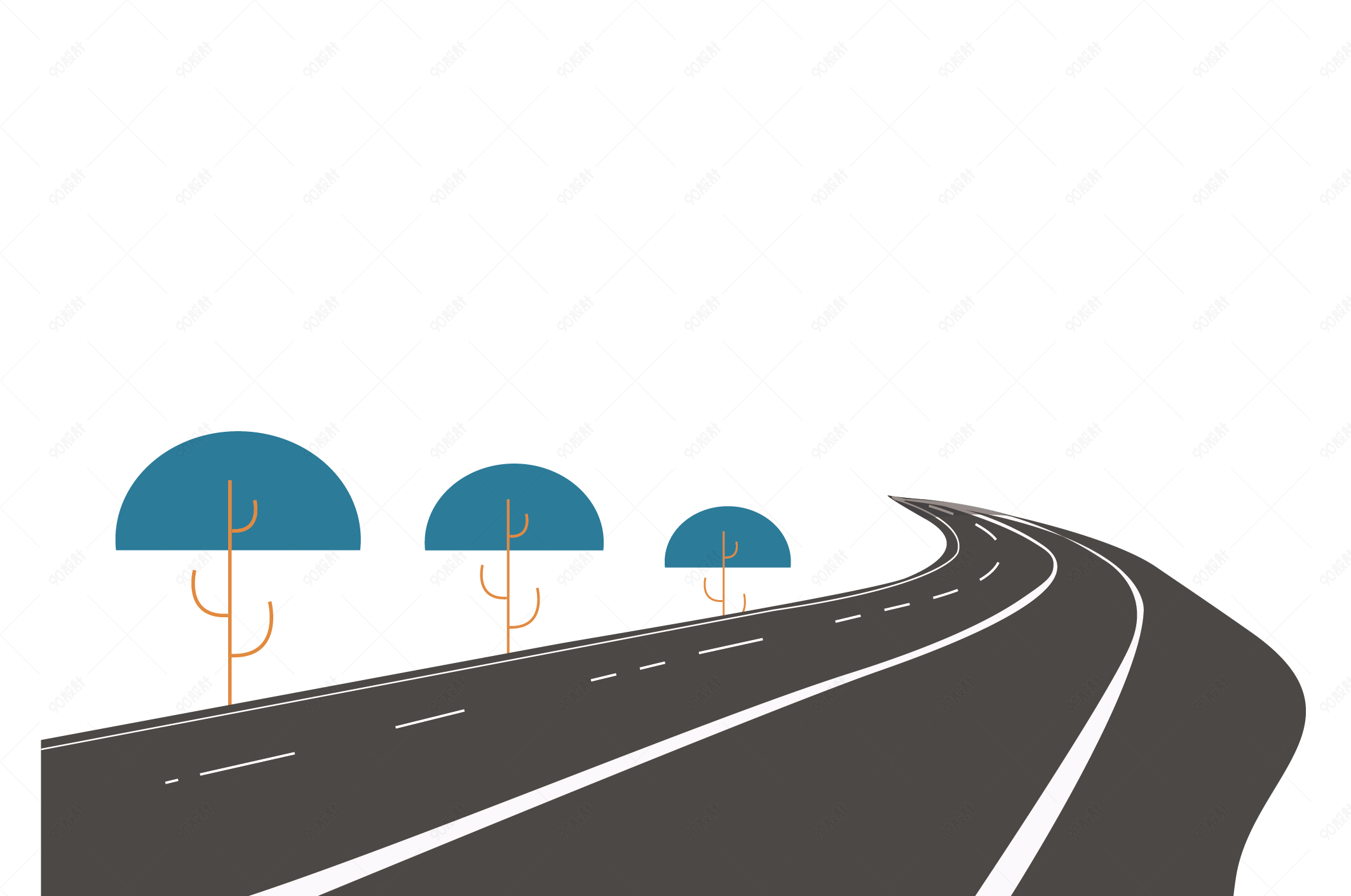 手绘矢量柏油马路