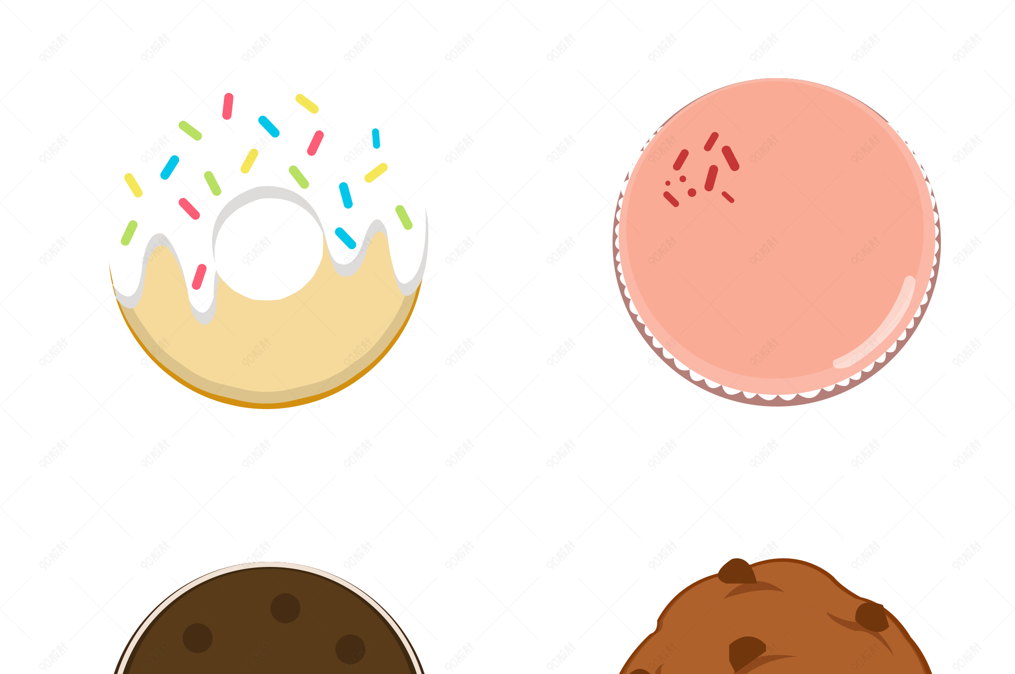 扁平化饼干卡通风格图标插画矢量免抠素材