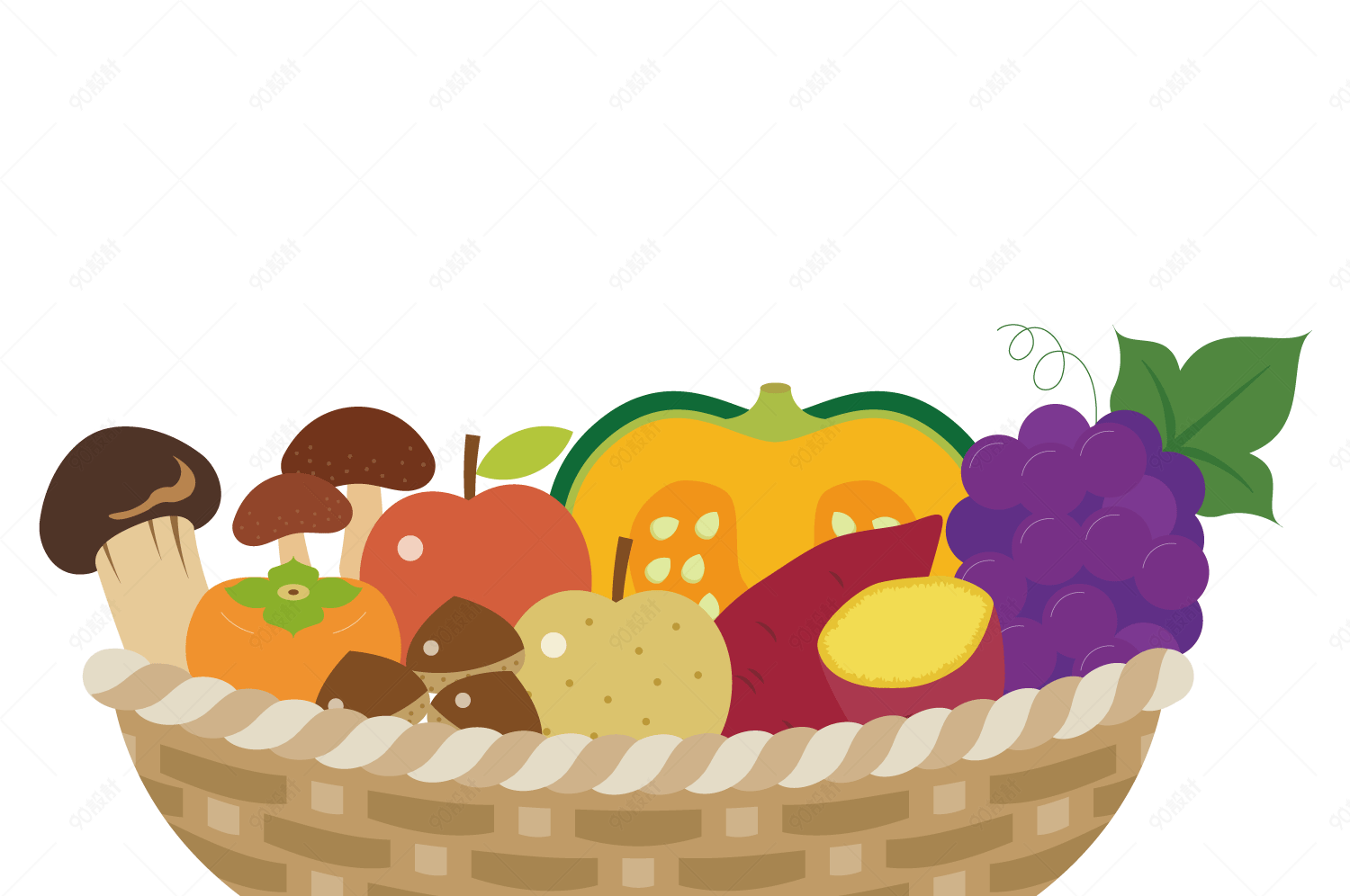 卡通水果篮矢量造型