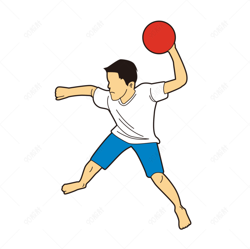 卡通打球姿势矢量素材