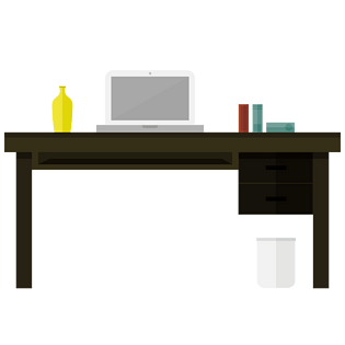 矢量电脑桌办公桌元素