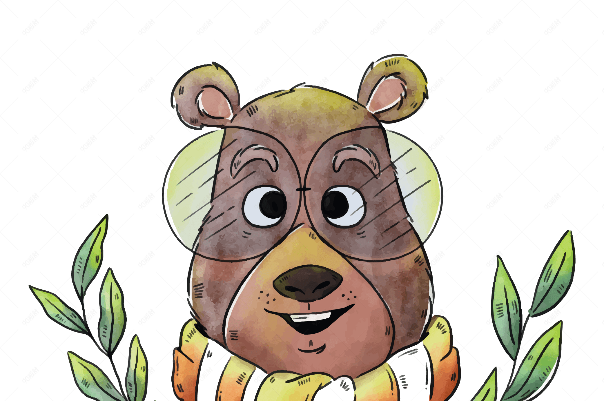 卡通戴眼镜的狗熊矢量素材