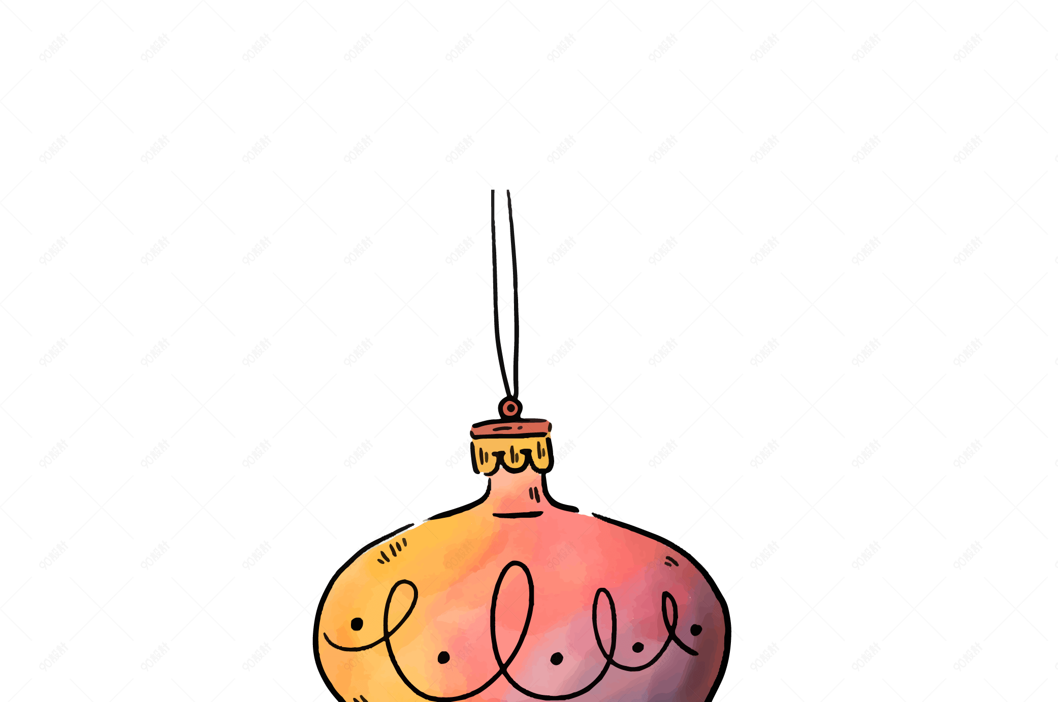 卡通手绘装饰球灯矢量素材