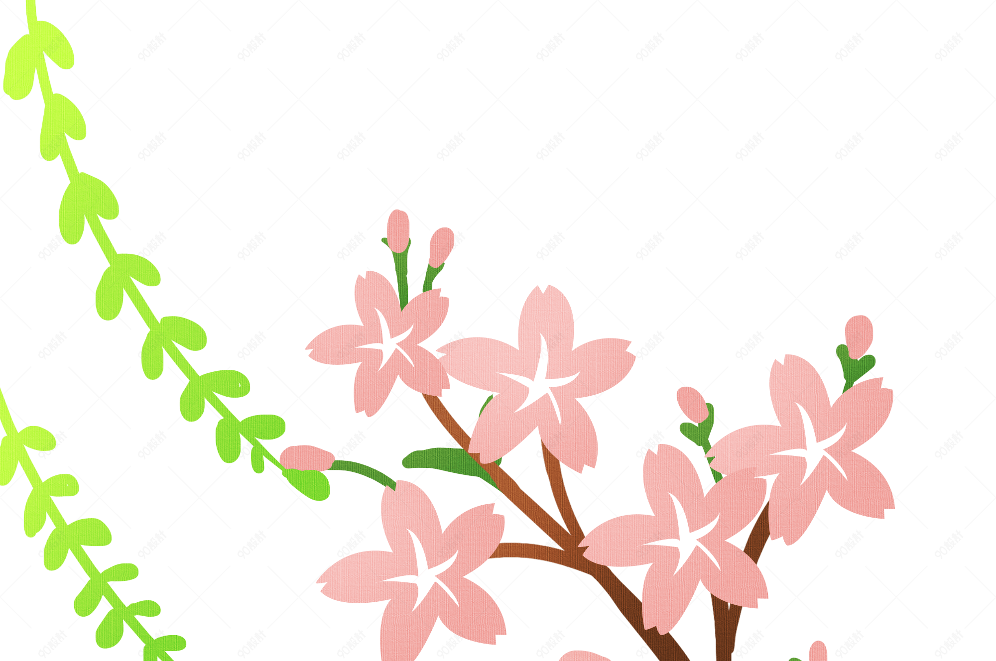 春天樱花柳条装饰图案