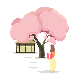 樱花时节赏花矢量免抠图