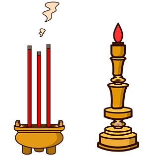 香炉烛台庙会寺庙祭拜祭祀用品矢量透明底免抠