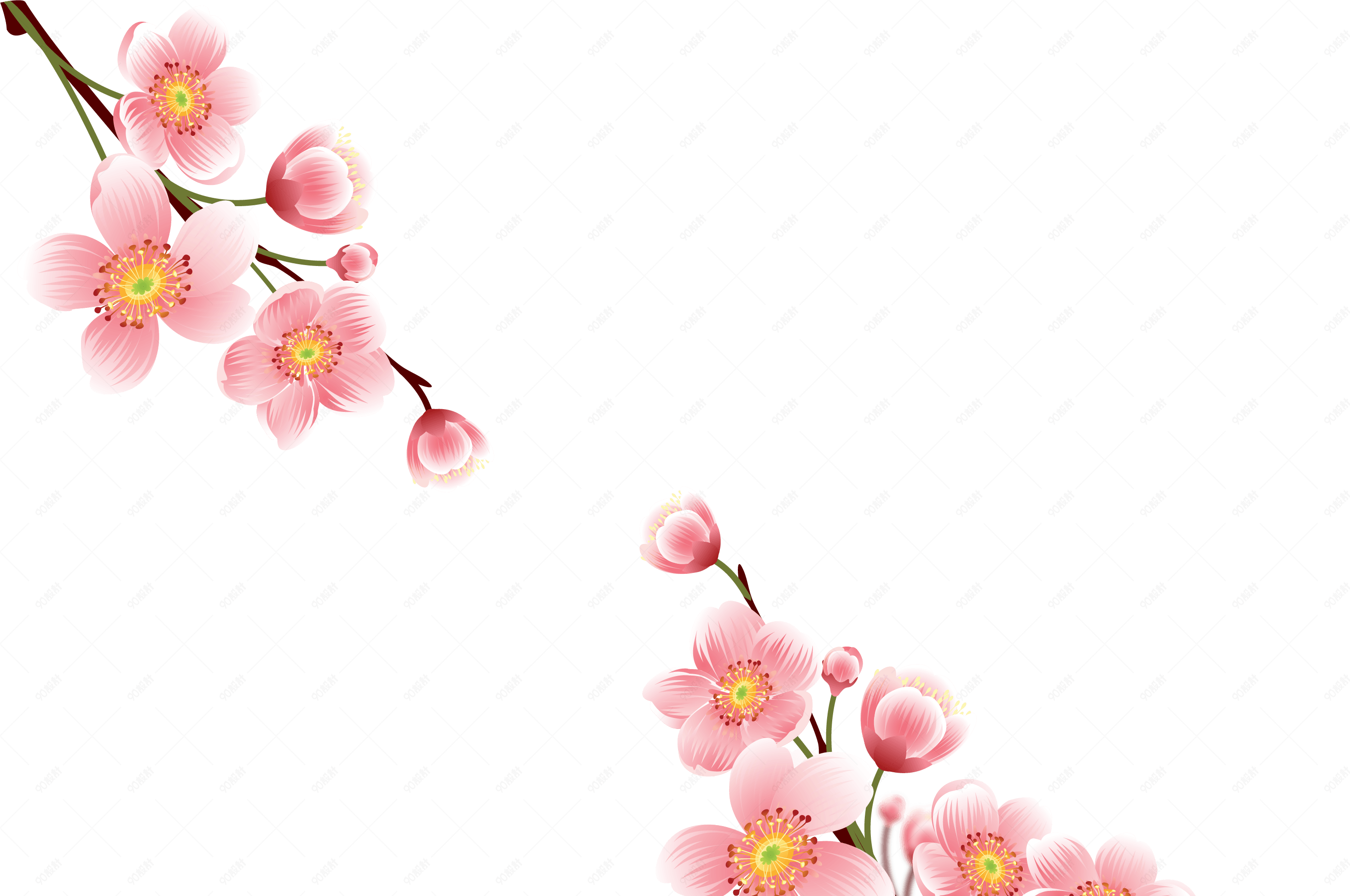 赏樱季清新唯美手绘风矢量樱花