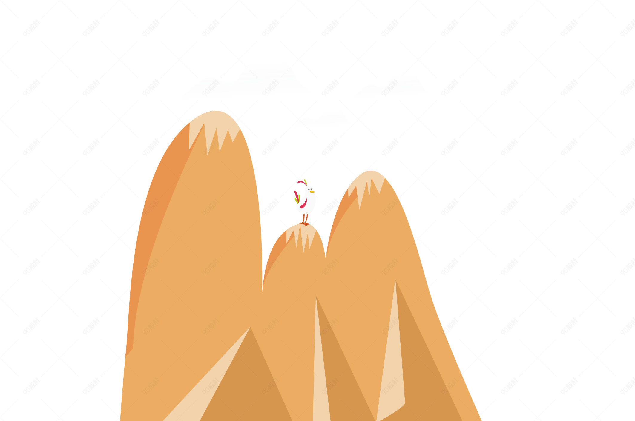 矢量手绘扁平化大山