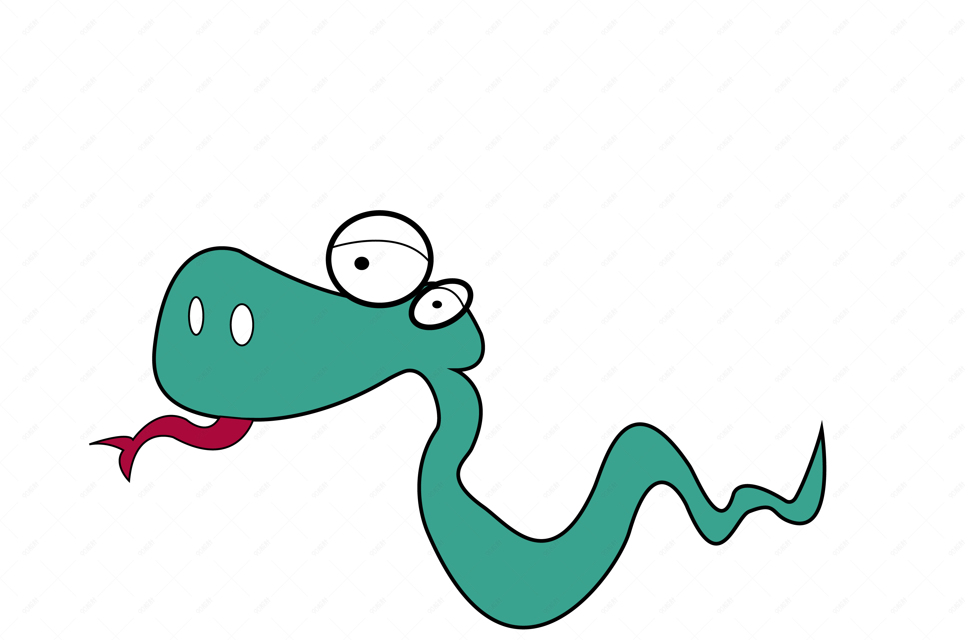 愚人节绿色手绘元素蛇png