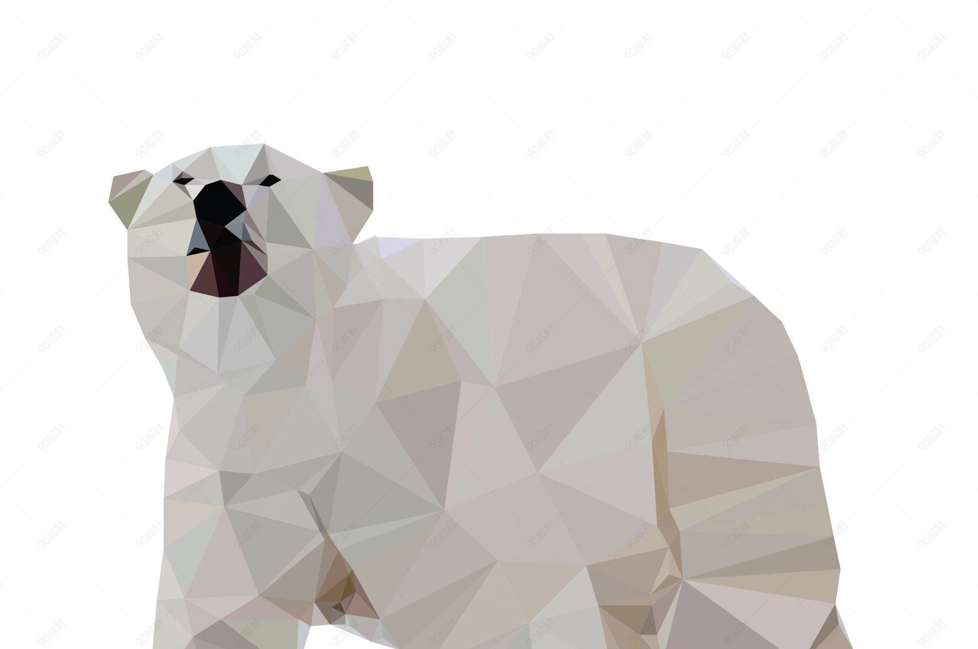 北极熊低多边形lowpoly风格矢量免扣