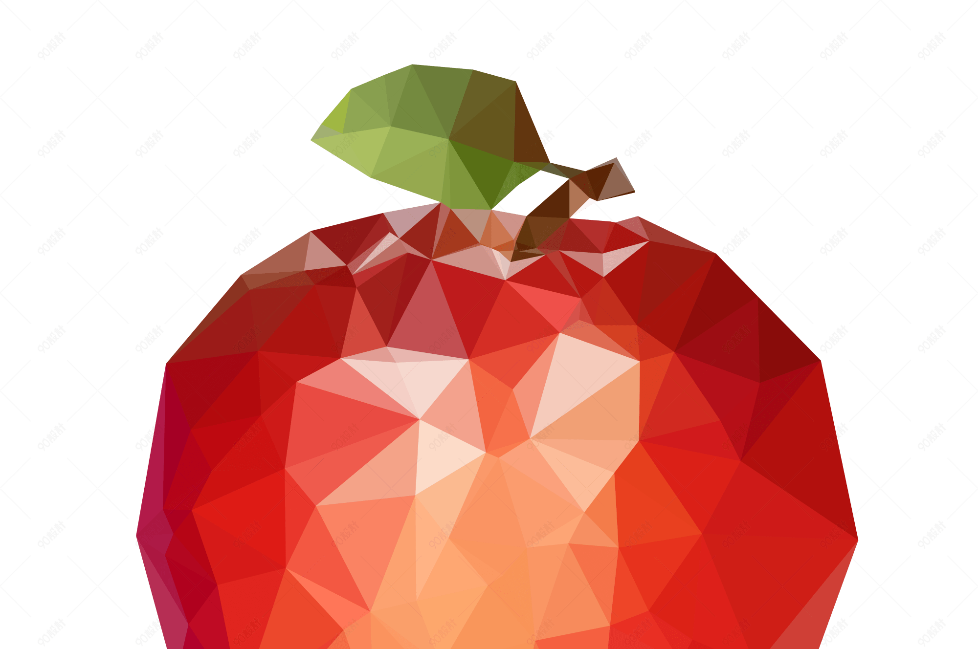 苹果lowpoly风格免抠