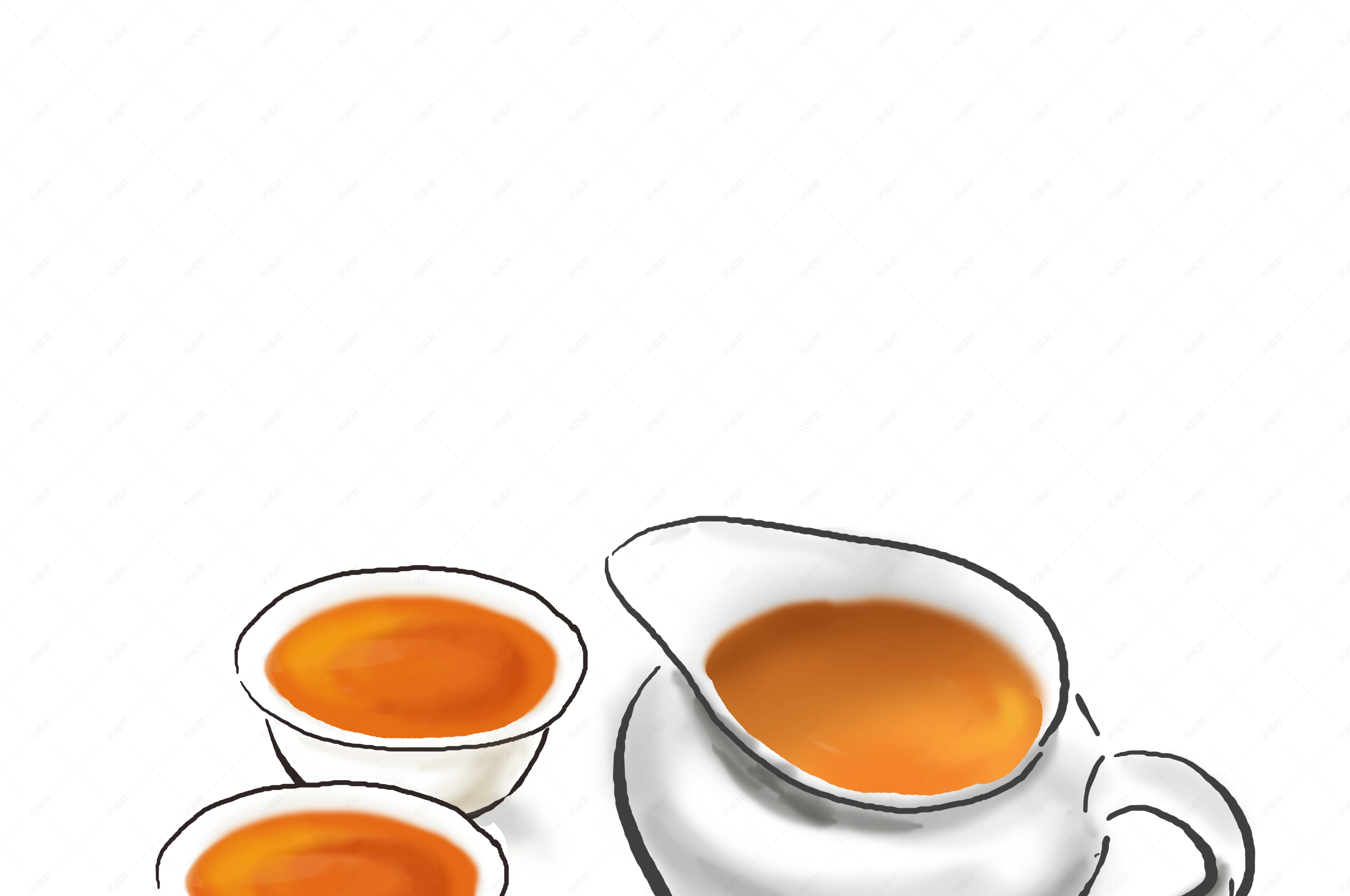 两杯茶手绘古风茶饮