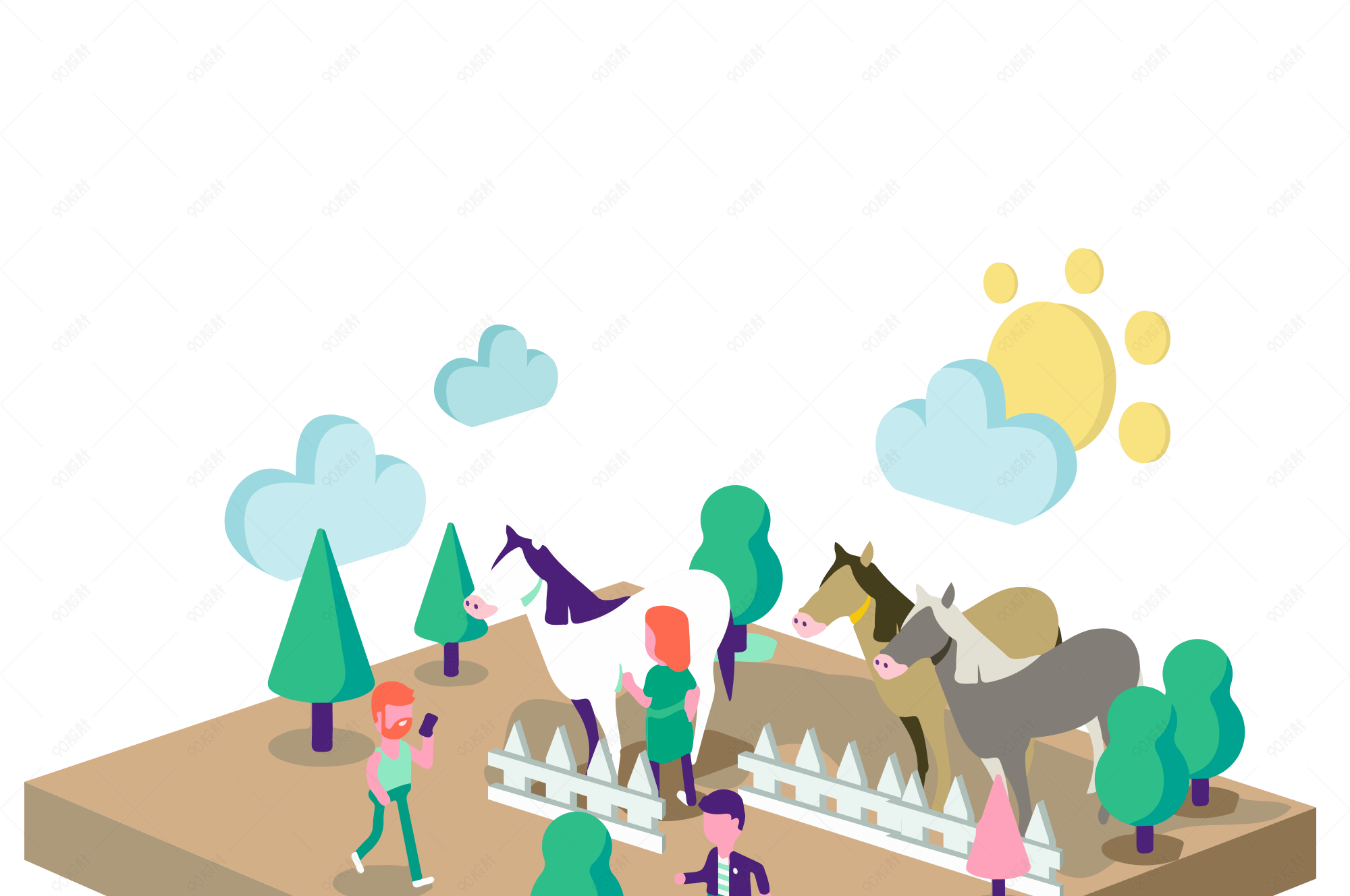 马场与赛马挑选25立体风格矢量免抠图