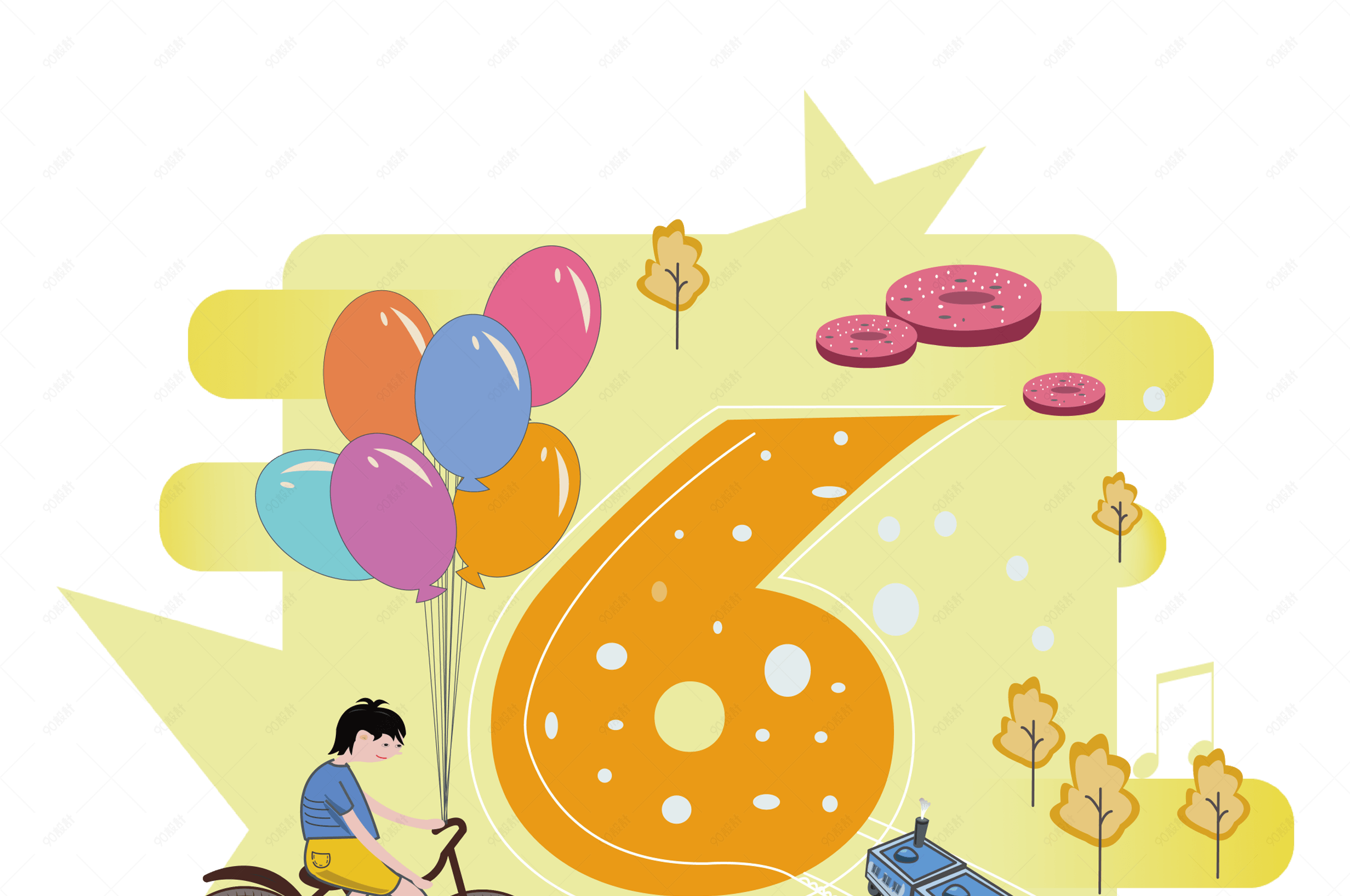 创意卡通风格数字6图标