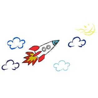 世界航天日手绘卡通小火箭上太空免抠素材