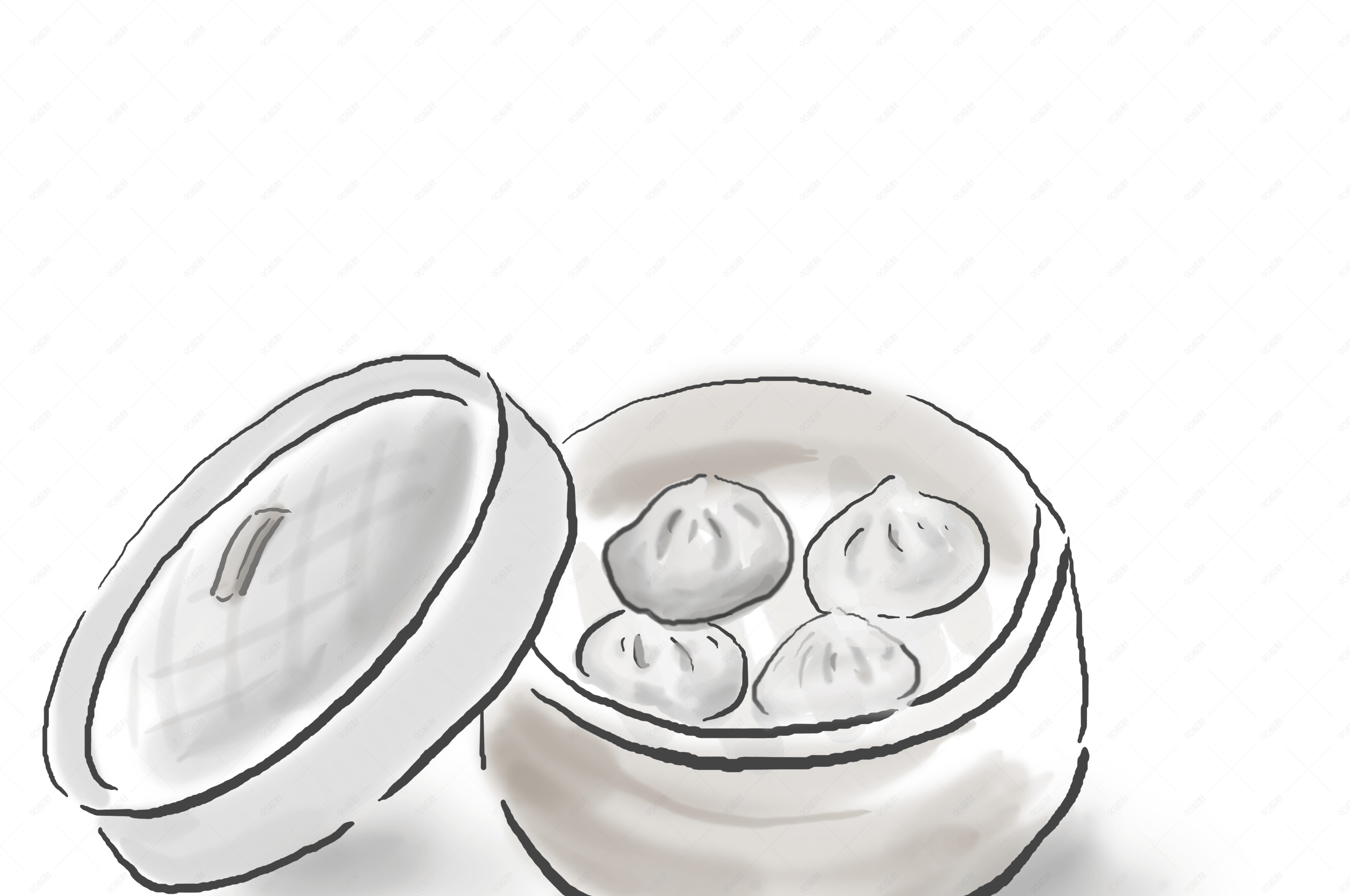 手绘中国风小笼包