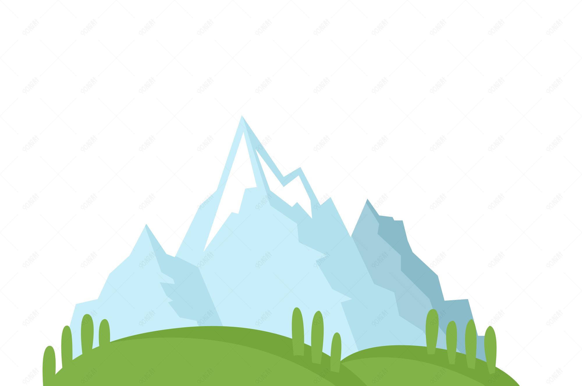 雪山高原插画免扣素材