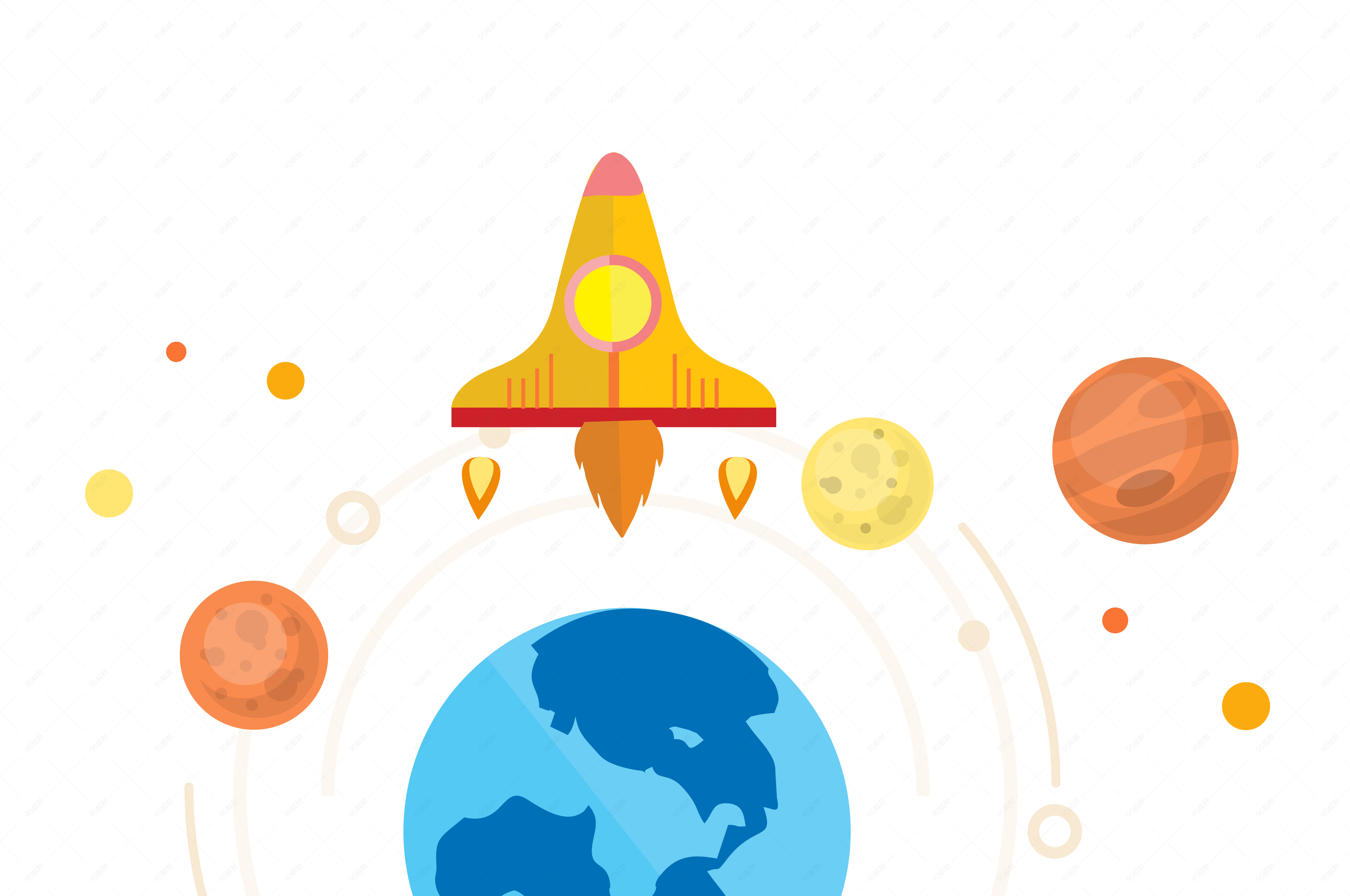 世界航天日宇宙飞船发射升空矢量图案