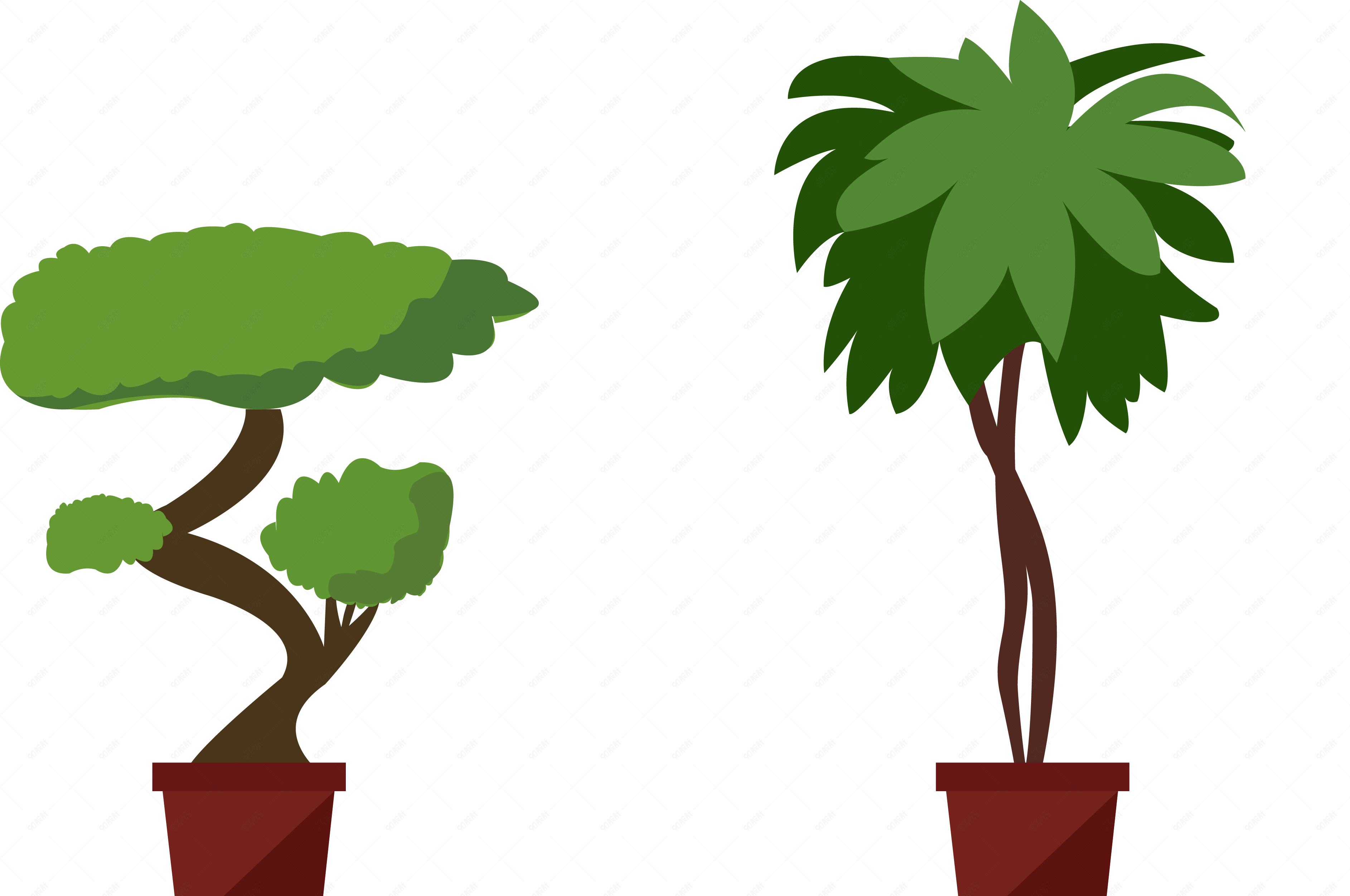 绿色植物盆栽矢量免抠图