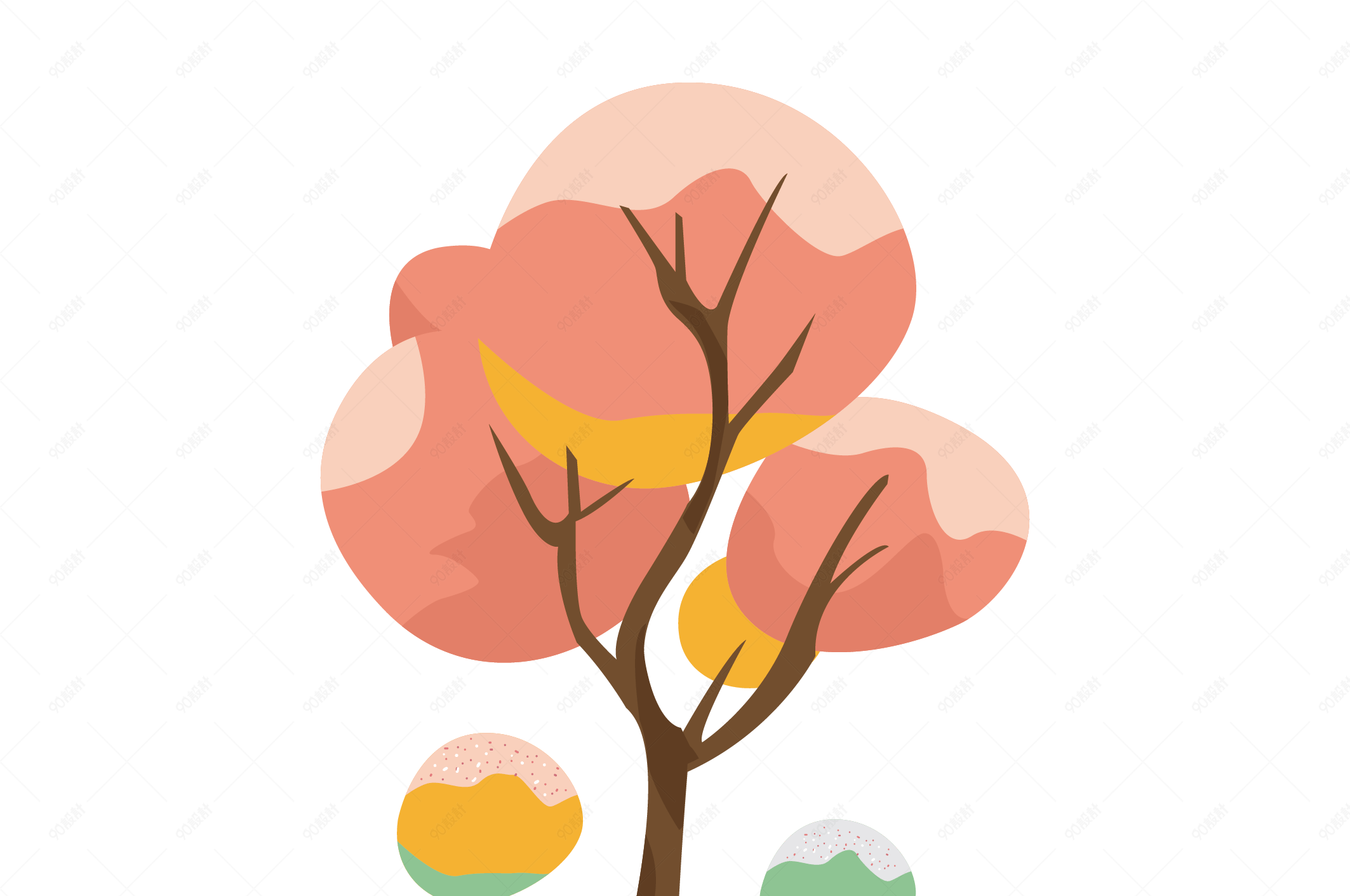 手绘矢量甜蜜糖果树