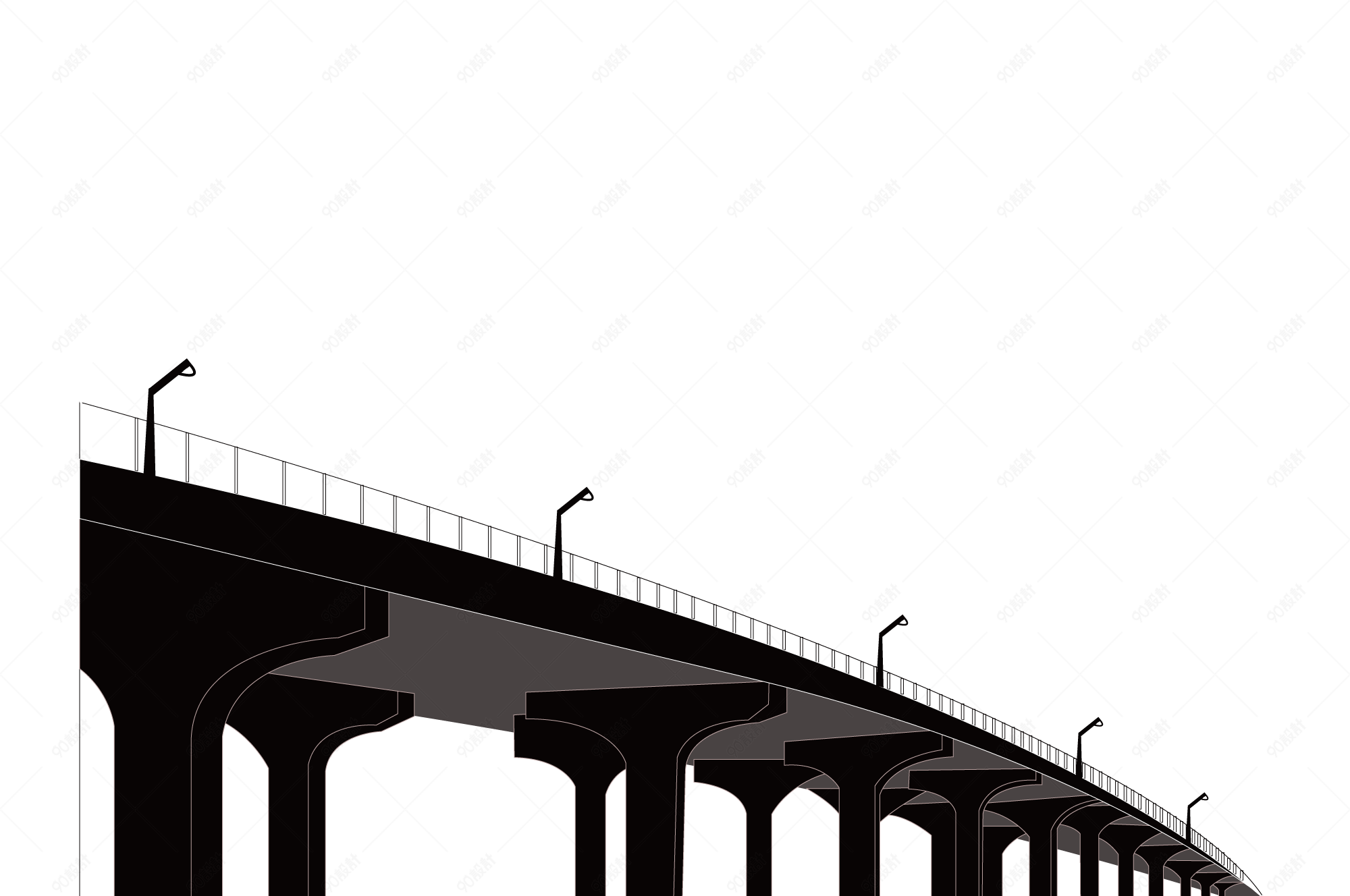大桥剪影矢量元素