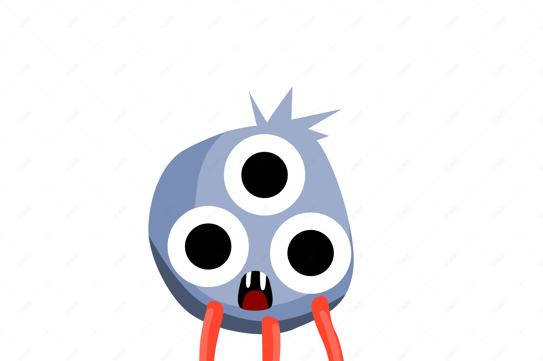 卡通三只眼睛的怪兽矢量素材
