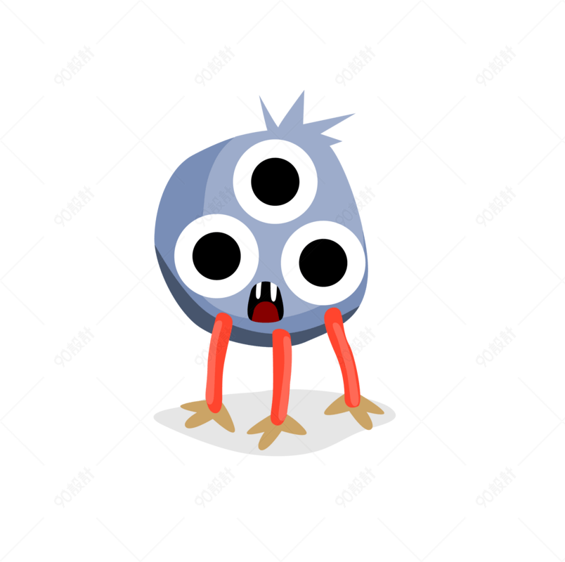 卡通三只眼睛的怪兽矢量素材