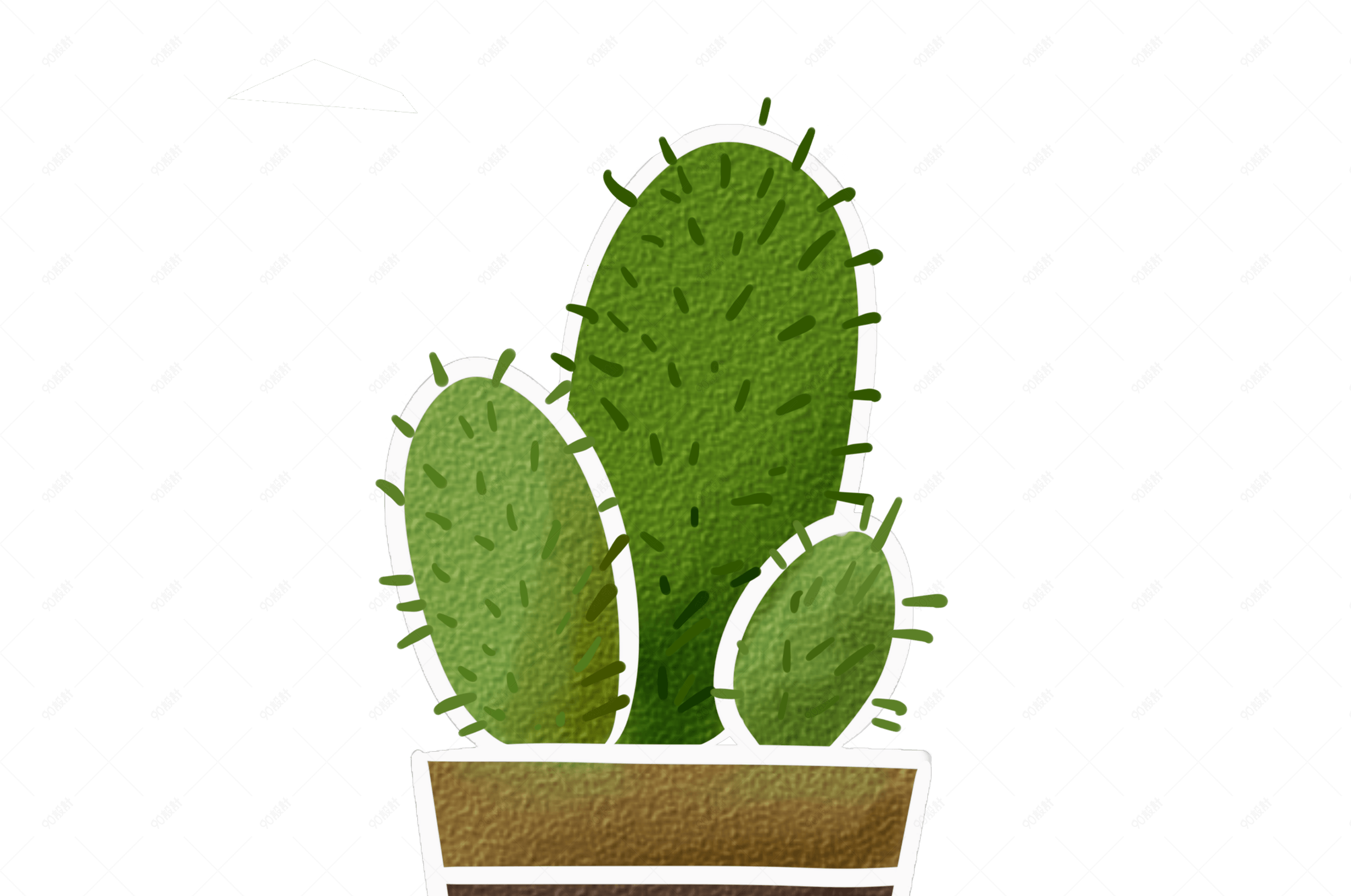 初夏小清新手绘风仙人掌免抠图