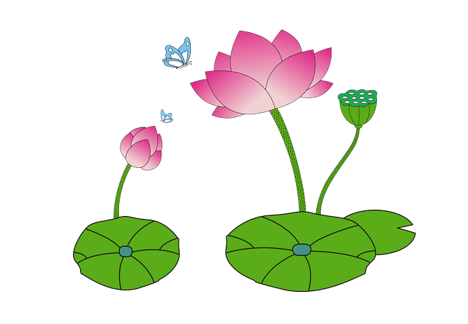 卡通手绘荷花元素