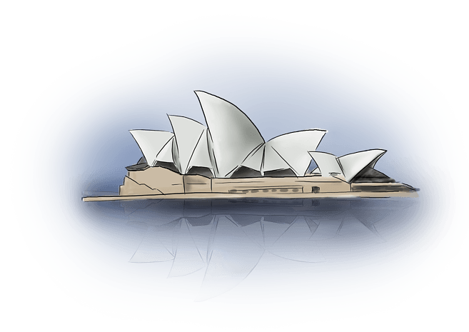 旅游季手绘悉尼歌剧院