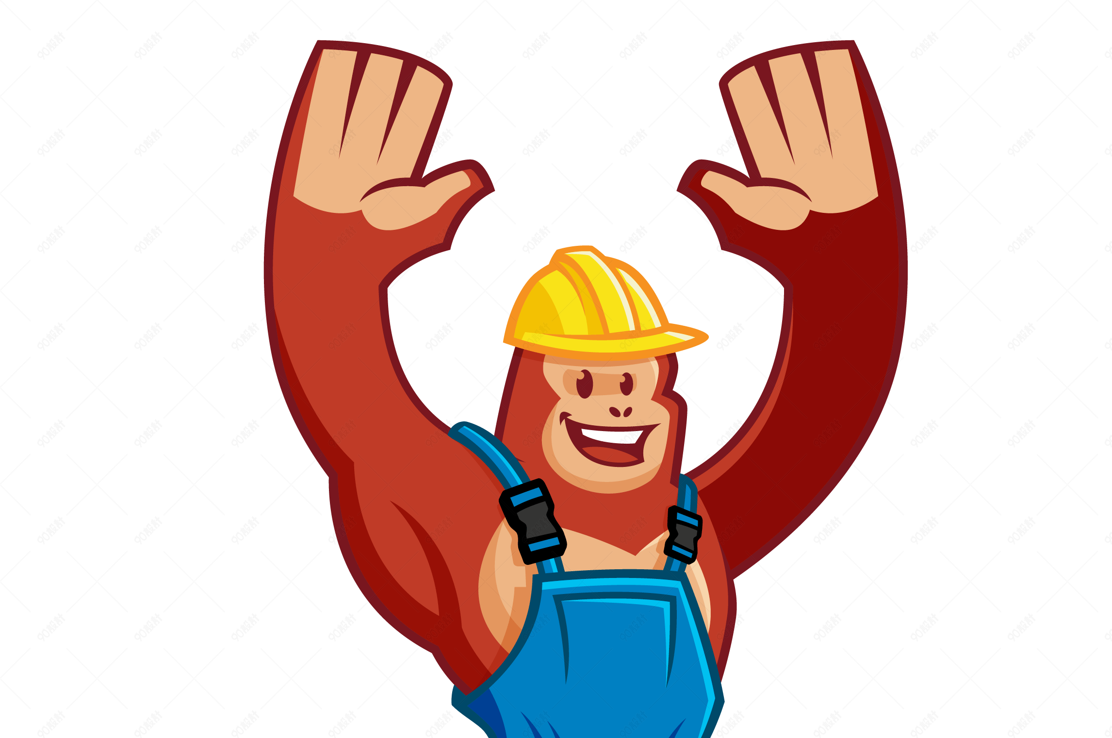 举手姿势的大猩猩矢量素材