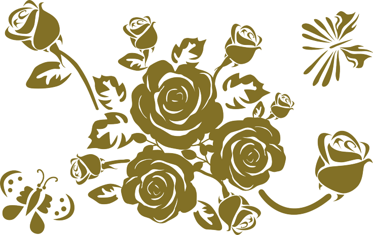 矢量线条金色玫瑰花