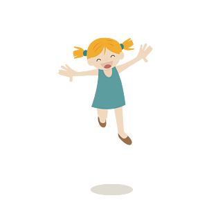 开心跳跃的娃娃矢量素材