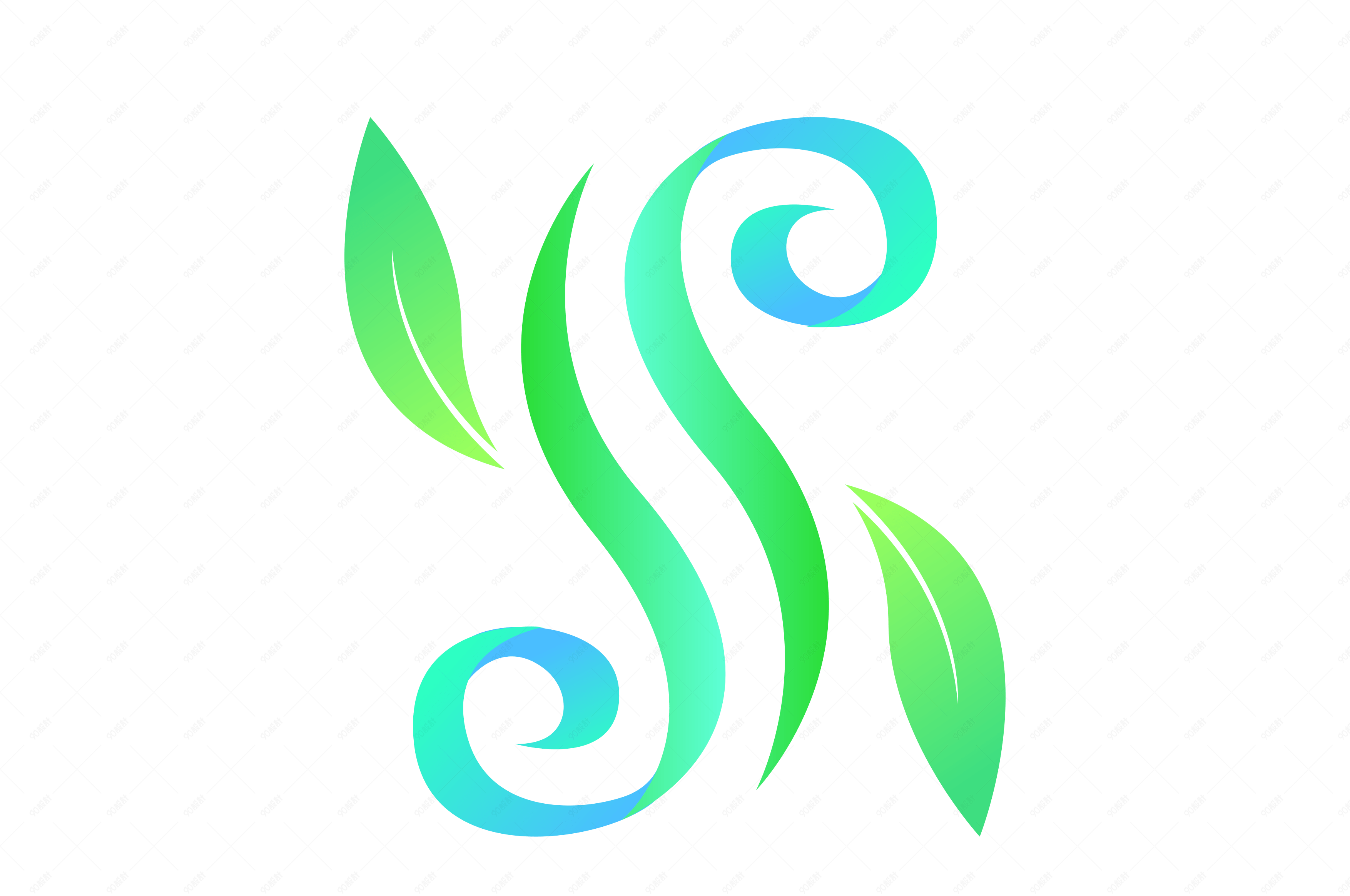 绿色小清新蓝绿渐变飘带叶子矢量标志