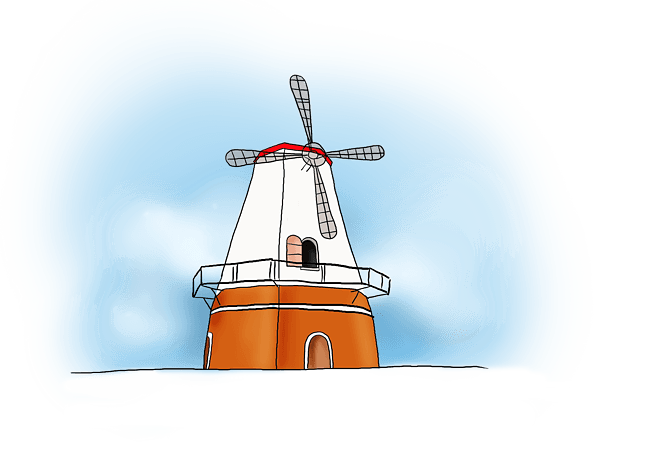 旅游季手绘荷兰风车