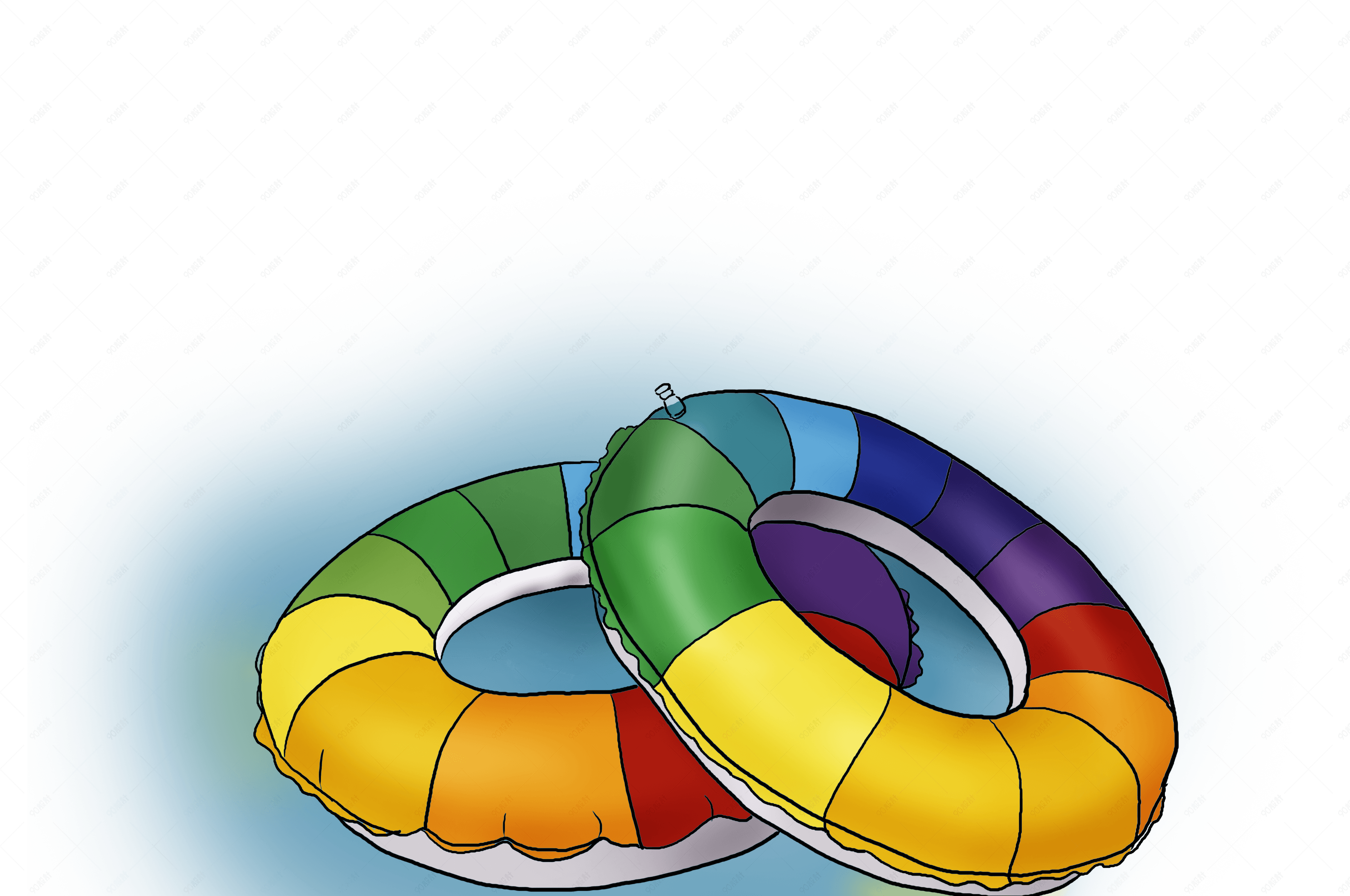 夏季手绘彩色游泳圈