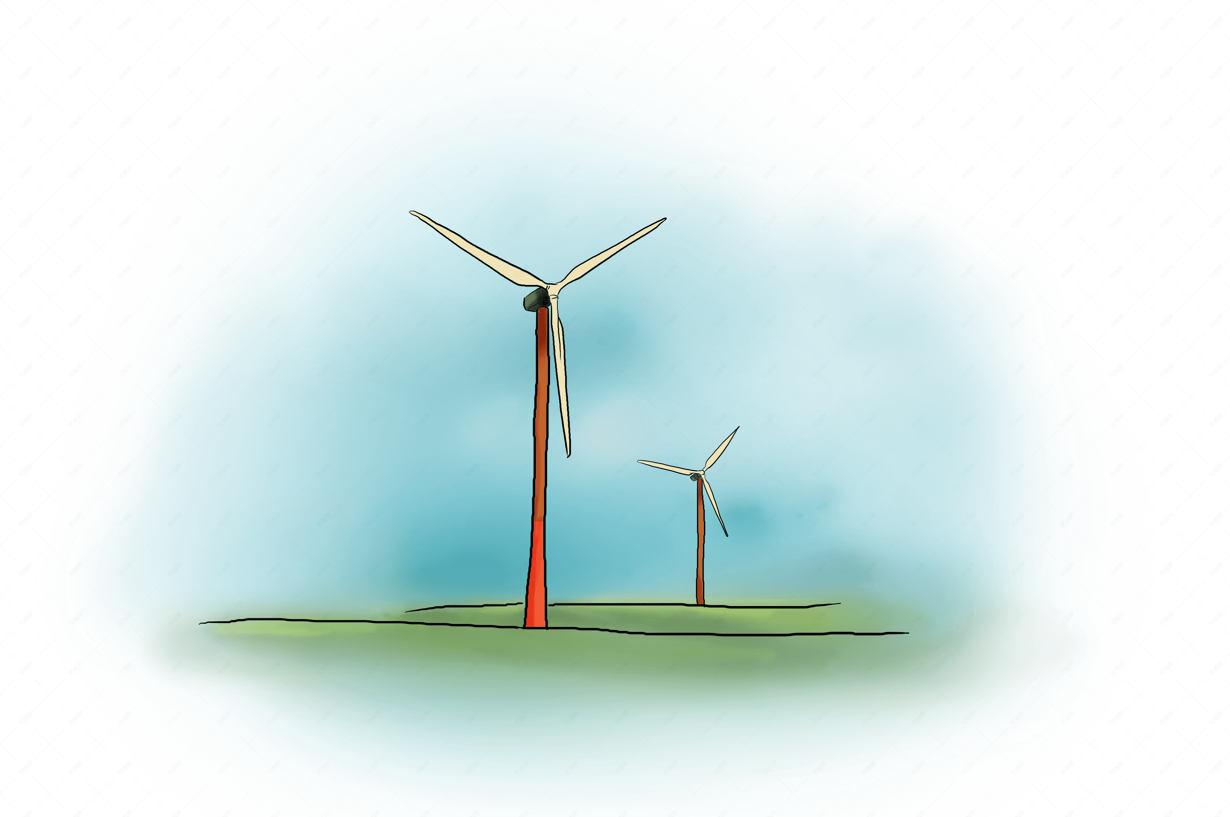 旅游季手绘发电风车