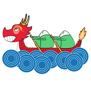 pngpsd2000*2000纯手绘卡通端午节赛龙舟龙船船桨装饰元素素材pngpsd