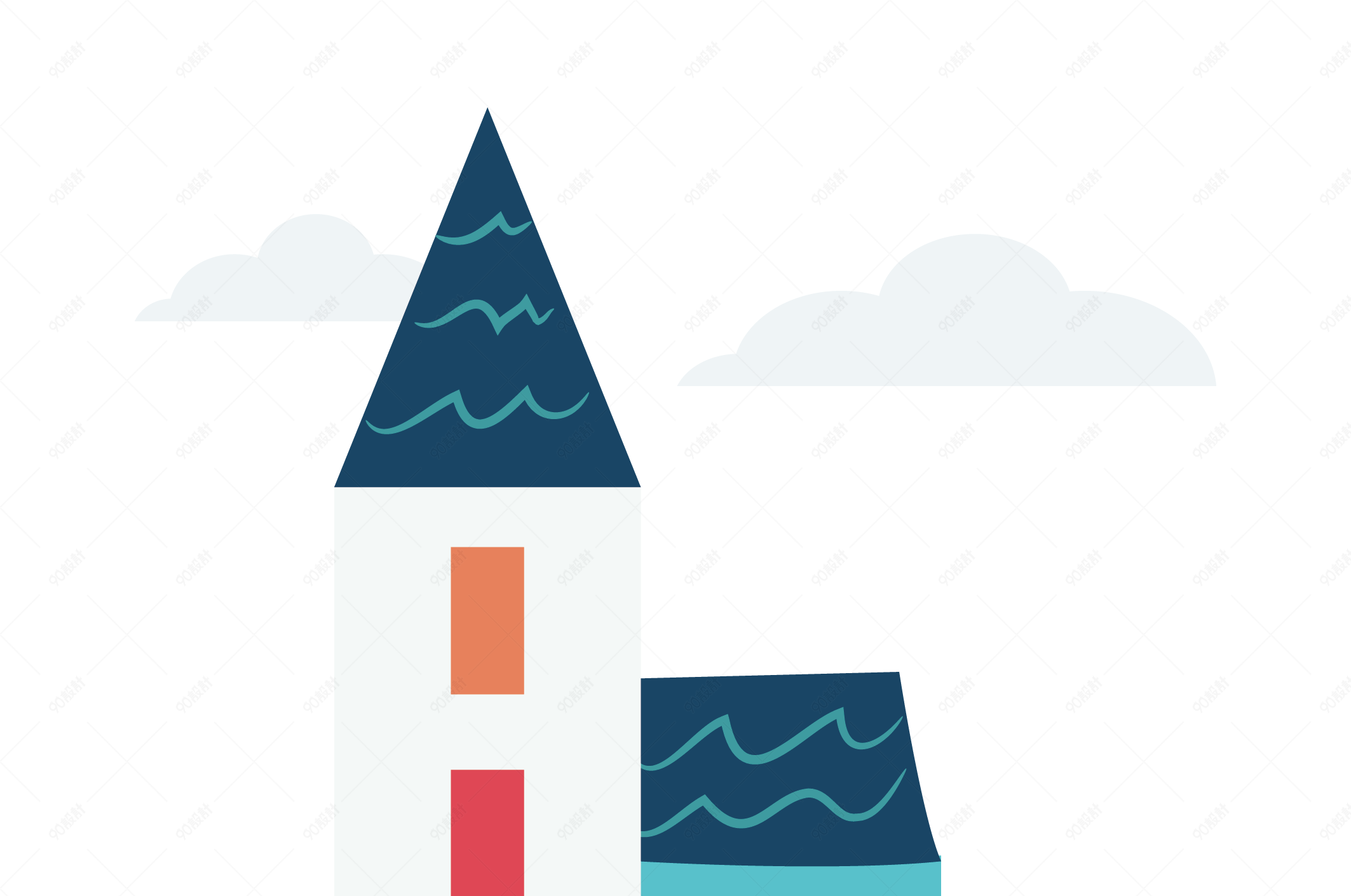 扁平化房屋矢量插画装饰