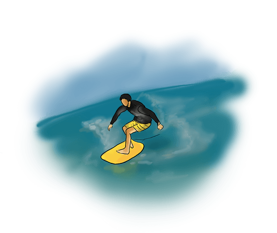 旅游季手绘海上冲浪