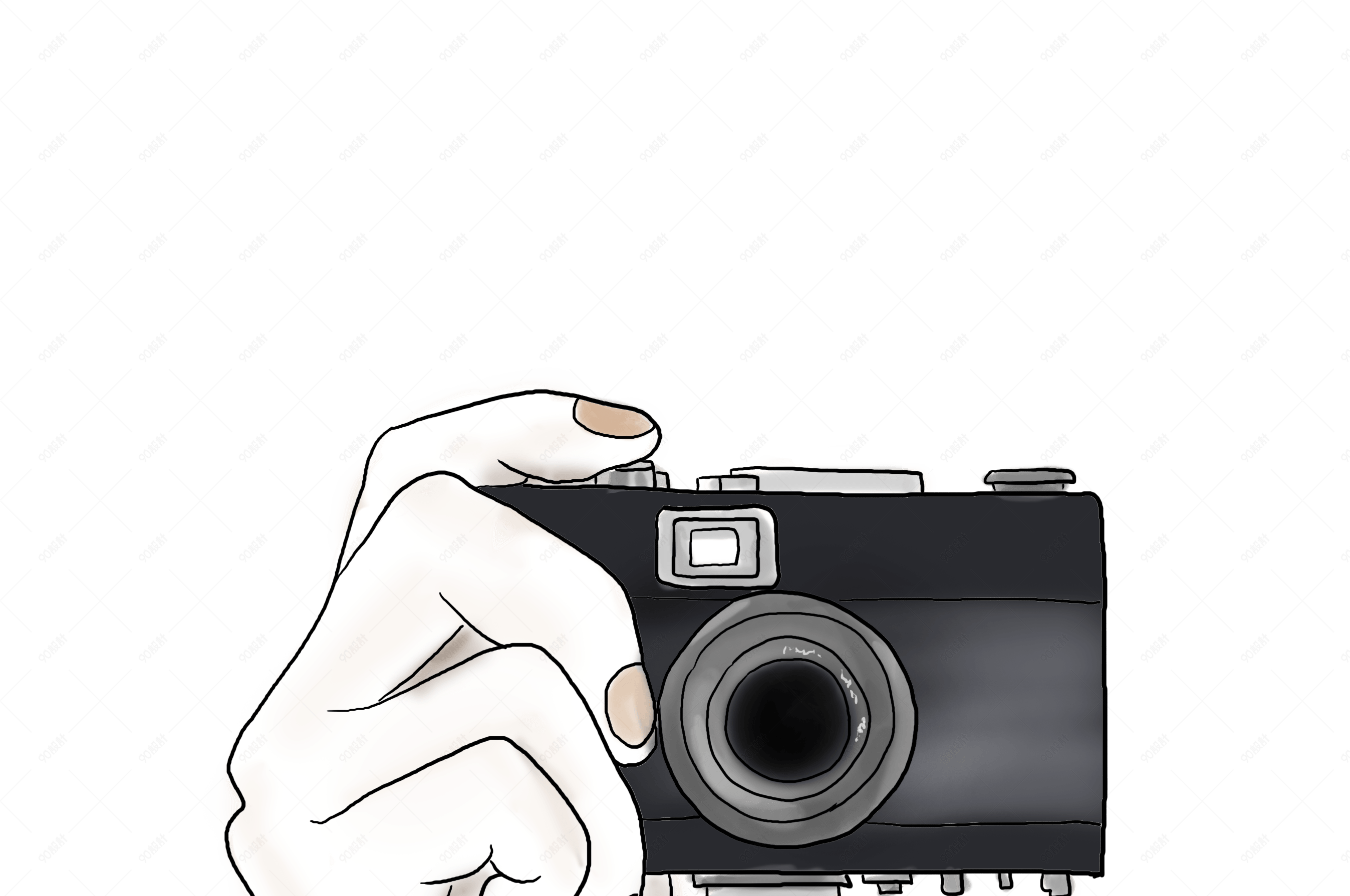 旅游季手绘黑色相机