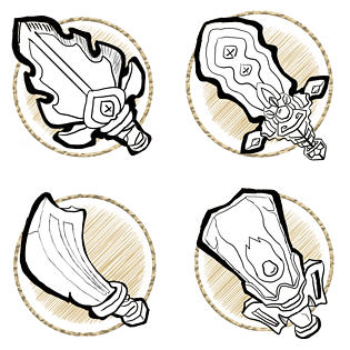 pngpsd2000*2000手绘绿色宝剑插画pngpsd2000*2000游戏道具斧头模型免