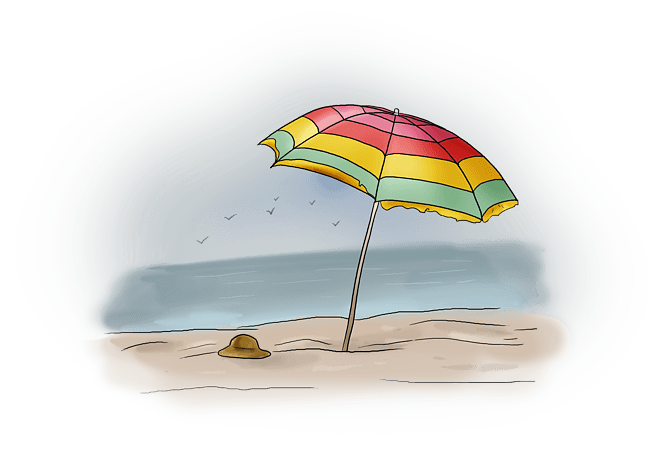 旅游季手绘沙滩遮阳伞